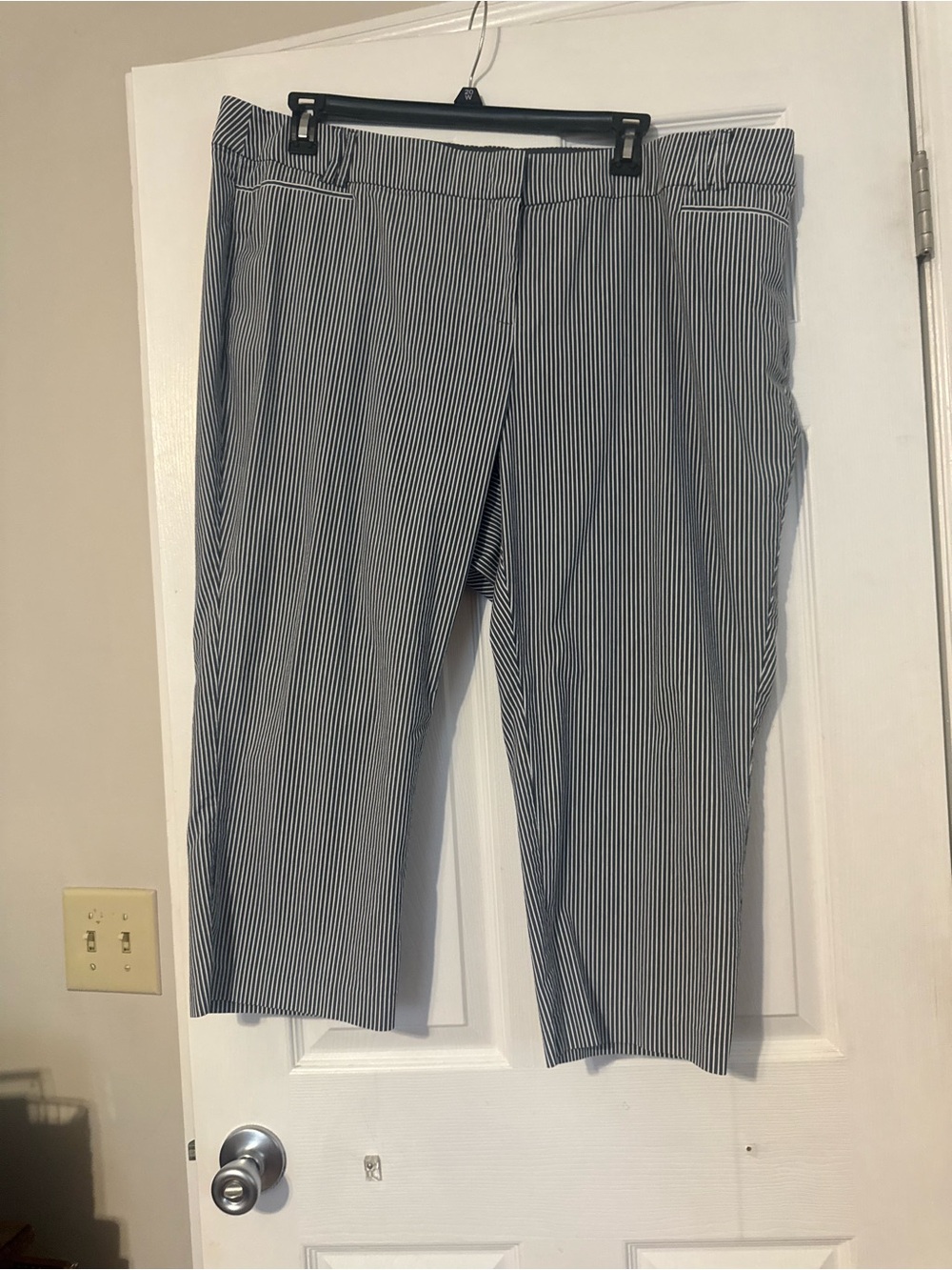 Lane Bryant Black and White Pinstripe Cropped Pants